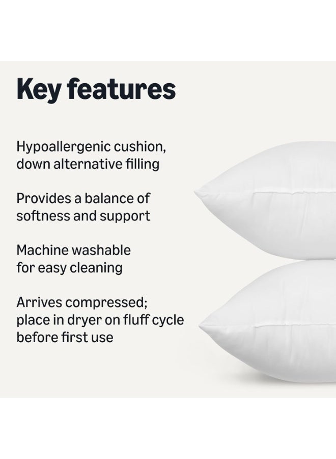 Eworld Pack of 2 White Mellow Cushion Set – 100% Cotton Cover, 550 GSM, Microfiber Filled Soft Decorative Throw Pillows for Sofa, Bed & Living Room – Multiple Sizes Available - Image 4